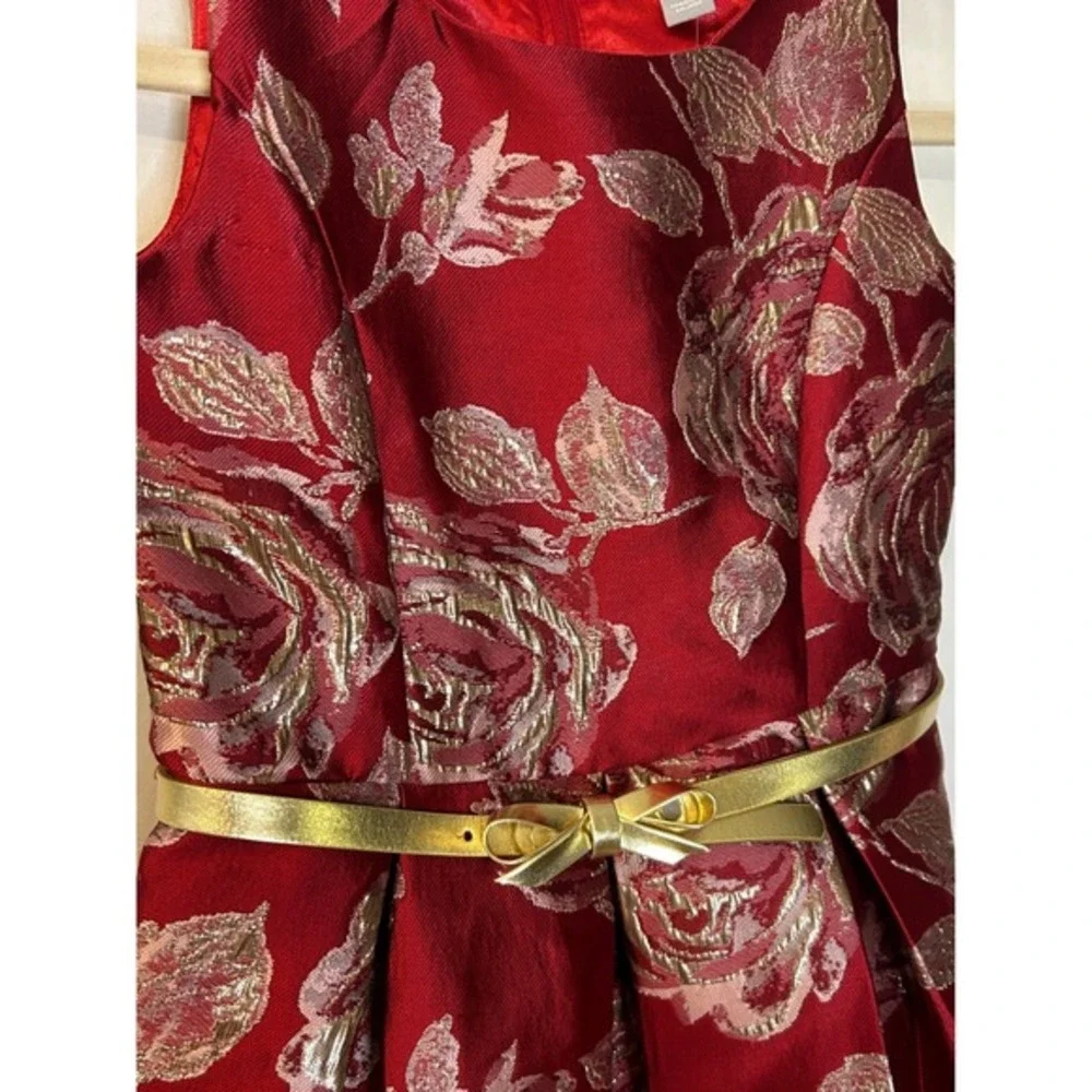 The Children's‎ Place Party Dress Gold Floral Metallic Red Size 8